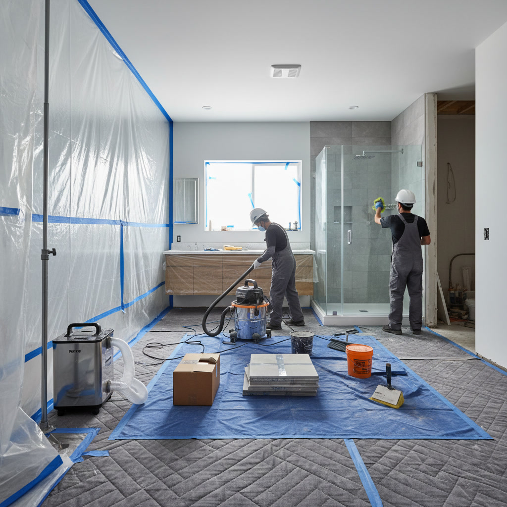 completed bathroom remodel final walkthrough inspection